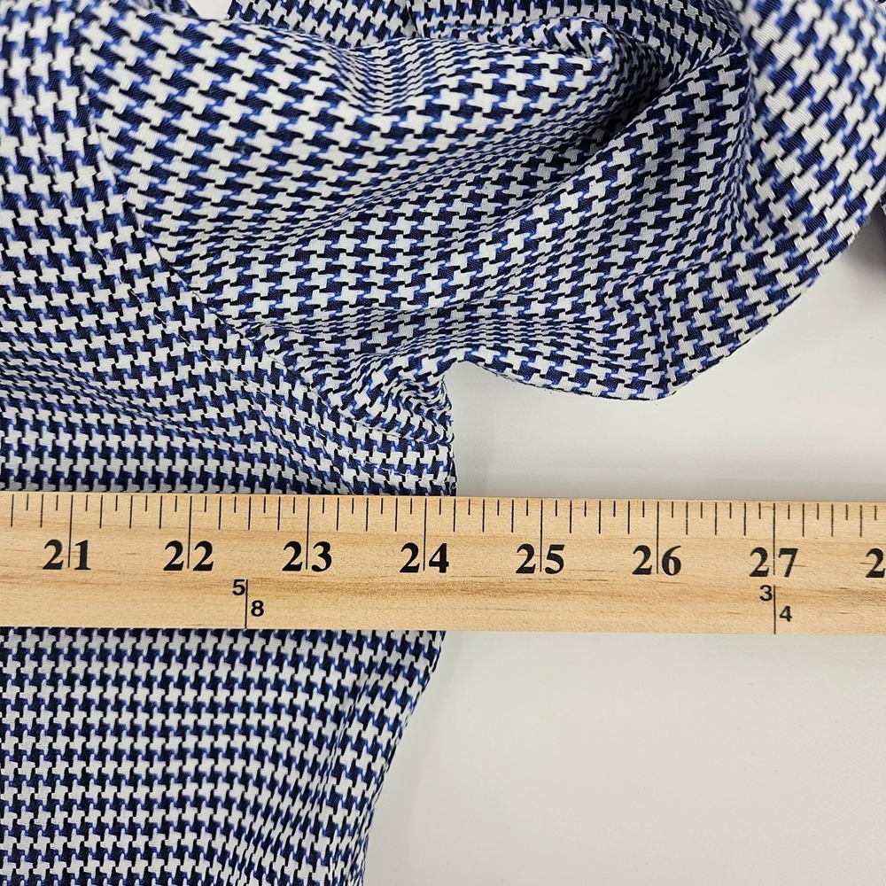 Luchiano Visconti Houndstooth Button Down Blue White Cotton Modal XL - Picture 7 of 8
